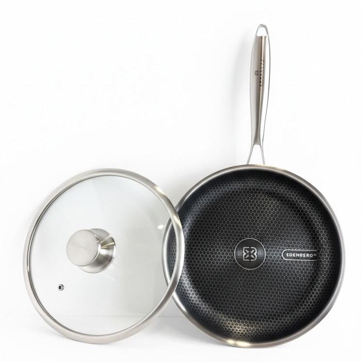 Сковорода текстурированная с крышкой из нержавеющей стали 26x5,3 см (EB-13059) Сковорода текстурированная с крышкой из нержавеющей стали 26x5,3 см (EB-13059)