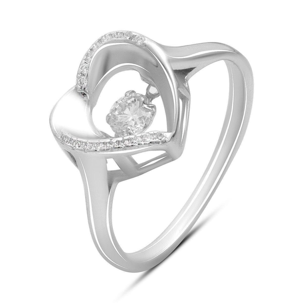 Кольцо серебряное с фианитом в изящном ажурном дизайне сердца р. 17,5 Кольцо серебряное с фианитом в изящном ажурном дизайне сердца р. 17,5