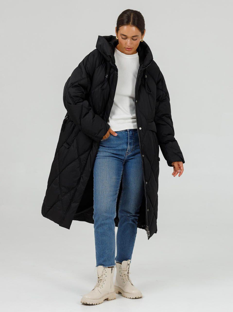 Пуховик женский батал Mishele р. 54 Черный (30342w\54)