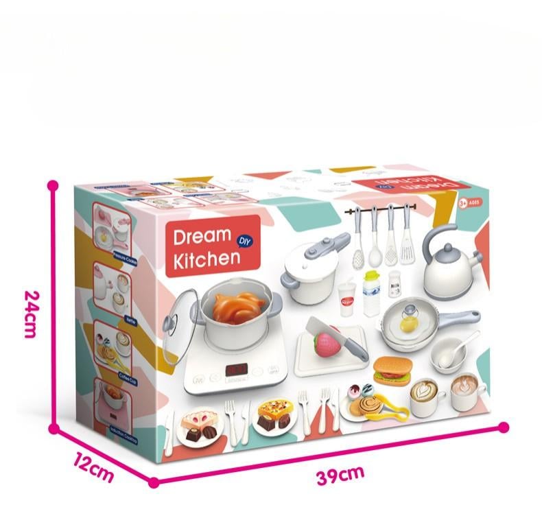 Ігровий набір Dream Kitchen дитяча інтерактивна кухня і посуд 55 предметів Рожевий - фото 2