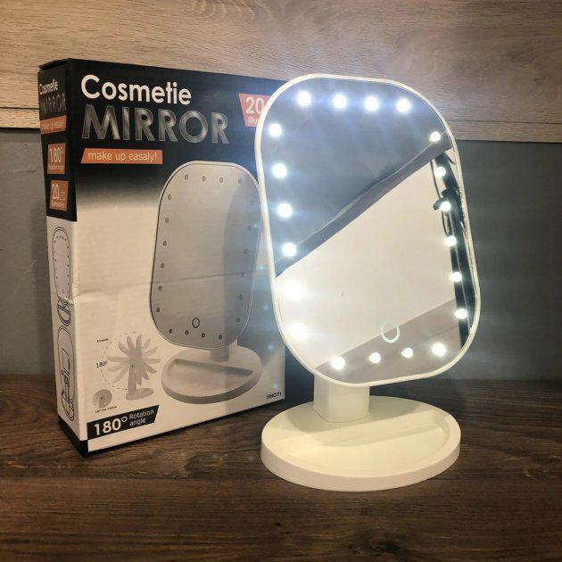 Зеркало для макияжа Cosmetie Mirror HHO71 MA-16 с LED подсветкой регулируемое на подставке Белый - фото 6