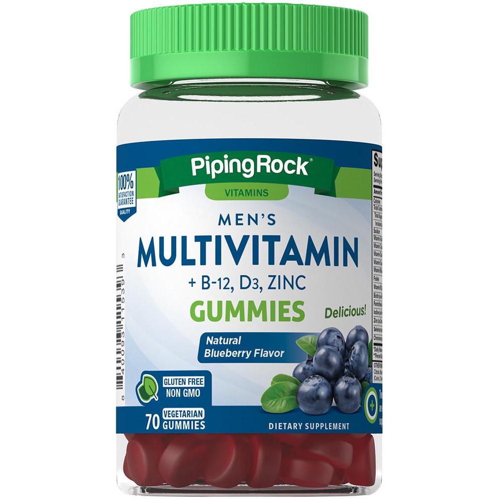 Витаминно-минеральный комплекс Piping Rock Men's Multivitamin + B-12 D3 & Zinc 70 Veg Gummies Berry Витаминно-минеральный комплекс Piping Rock Men's Multivitamin + B-12 D3 & Zinc 70 Veg Gummies Berry