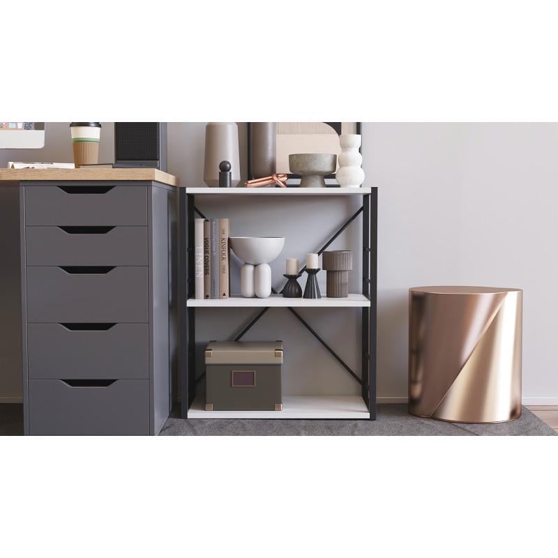 Етажерка Ferrum-decor Konekt 3/60 метал/ДСП Чорний/Білий (FRD-104254) - фото 2 Етажерка Ferrum-decor Konekt 3/60 метал/ДСП Чорний/Білий (FRD-104254) - фото 2