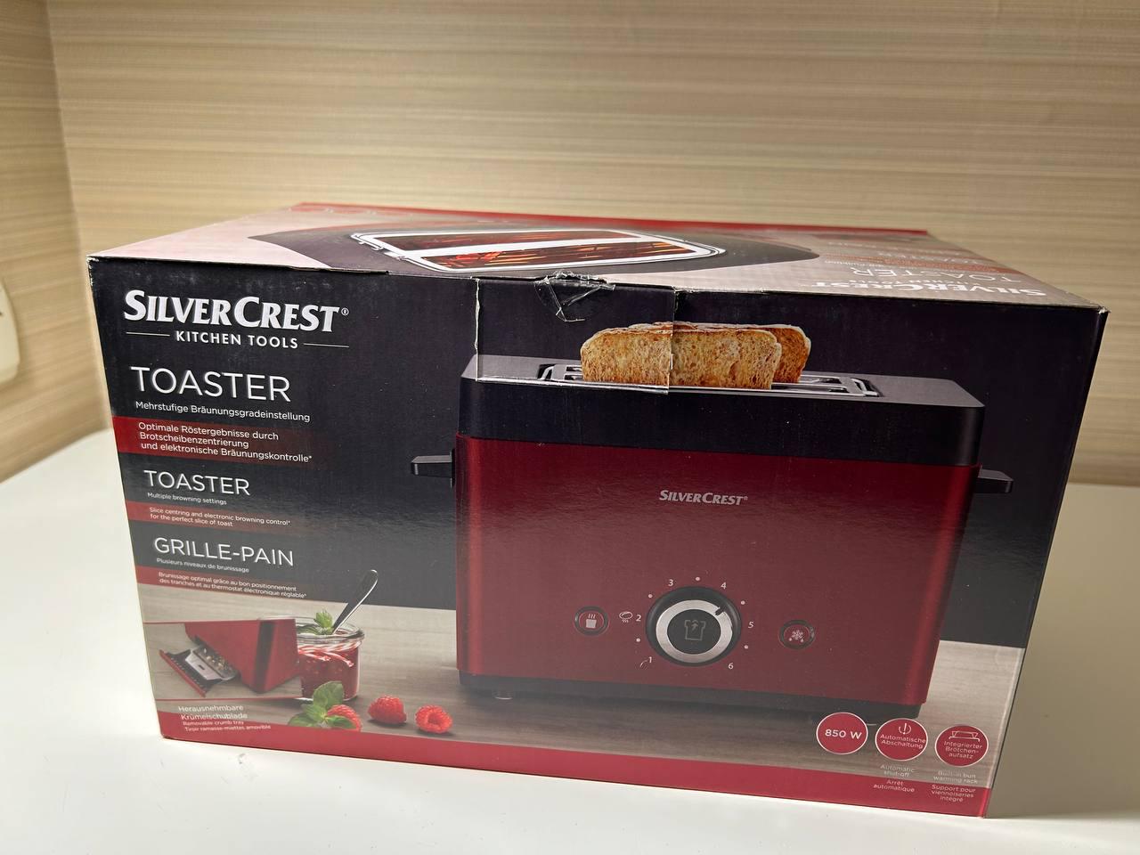 Тостер кухонный Silver Crest STT горизонтальный с 7 режимами 850 Вт Красный (27693776) - фото 8