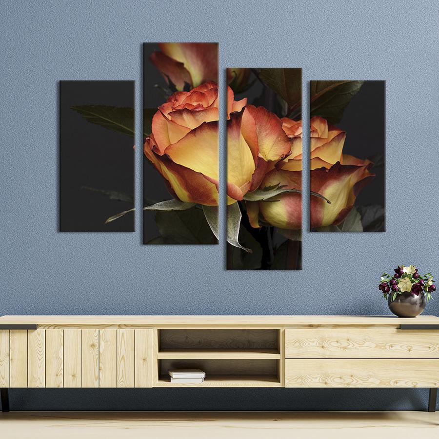 Картина на холсте Прекрасные жёлто-оранжевые розы 149x106 см (978-42) Картина на холсте Прекрасные жёлто-оранжевые розы 149x106 см (978-42)