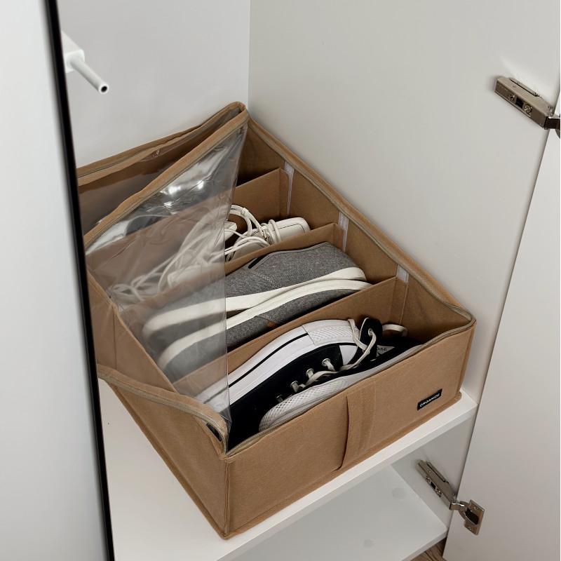 Органайзер для зберігання речей та взуття на 4 комірки зі з'ємними перетинками Бежевий (Khv-3-beg) - фото 2 Органайзер для зберігання речей та взуття на 4 комірки зі з'ємними перетинками Бежевий (Khv-3-beg) - фото 2