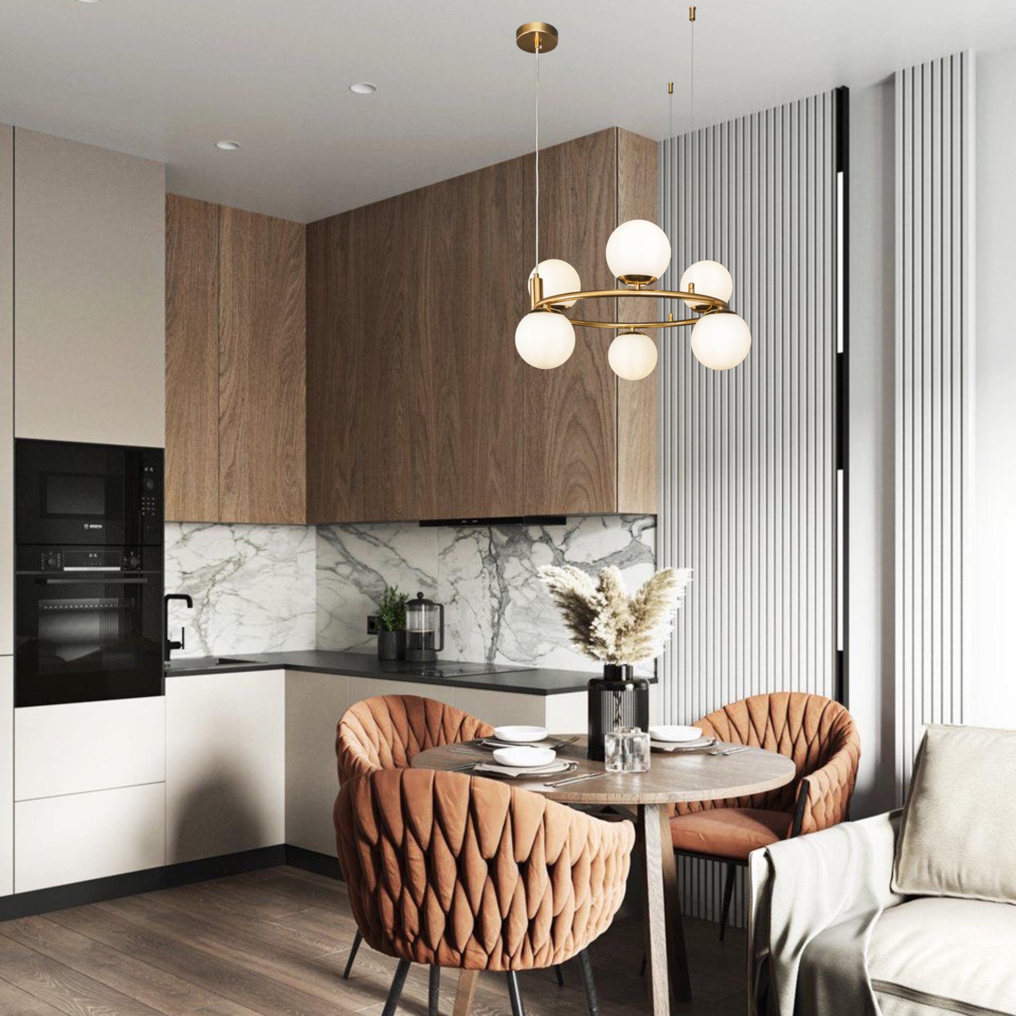 Люстра підвісна Bubbles кругла на 6 ламп Бронзовий (52-1011-6 BRZ+WH) - фото 4 Люстра підвісна Bubbles кругла на 6 ламп Бронзовий (52-1011-6 BRZ+WH) - фото 4