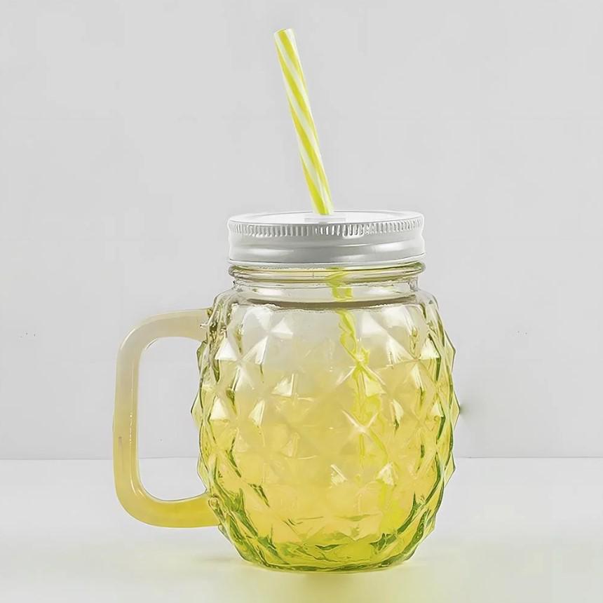 Чашка-банка скляна Ананас з кришкою і трубочкою 500 мл Блакитний (OS-K9480J) - фото 3 Чашка-банка скляна Ананас з кришкою і трубочкою 500 мл Блакитний (OS-K9480J) - фото 3