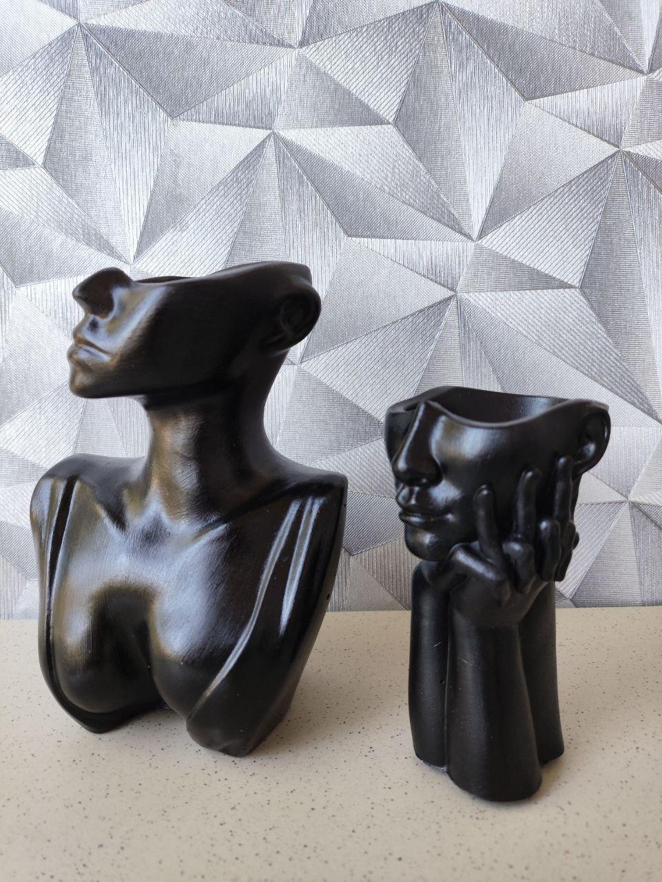 Набор декоративных ваз бюст и ваза лица ручной работы 2 шт. Черный (2749552553) Набор декоративных ваз бюст и ваза лица ручной работы 2 шт. Черный (2749552553)
