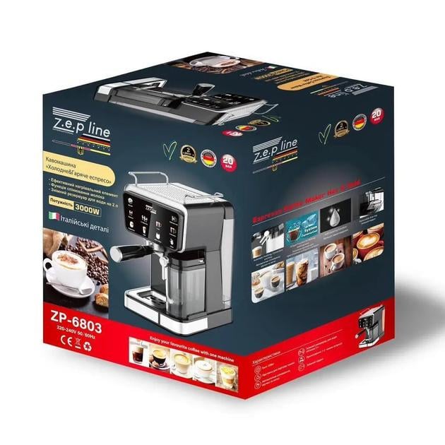 Кофемашина рожковая Zepline ZP-6803 с капучинатором и сенсорным управлением 8 напитков - фото 3