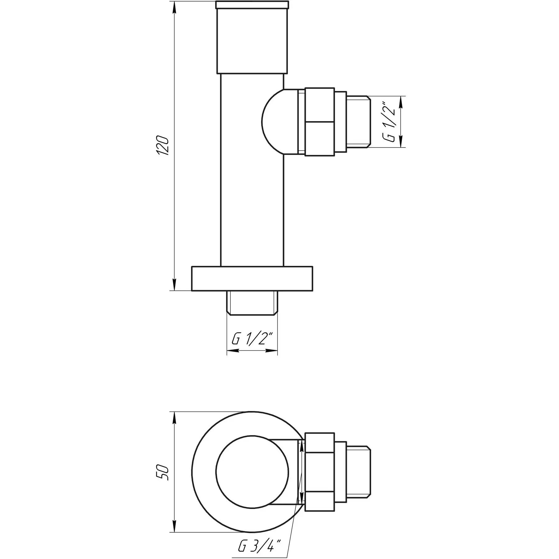 Кран вентильний кутовий з американкою SOLOMON LUX 1/2 CHROM 7777 2 шт. (GSR-000017504) - фото 3