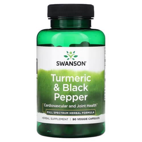 Куркума та куркумин Swanson Turmeric & Black Pepper 90 Veggie Capsules (SW1877)