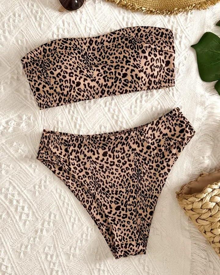 Купальник раздельный бандо PRC 8666 М Леопардовый (28-151)