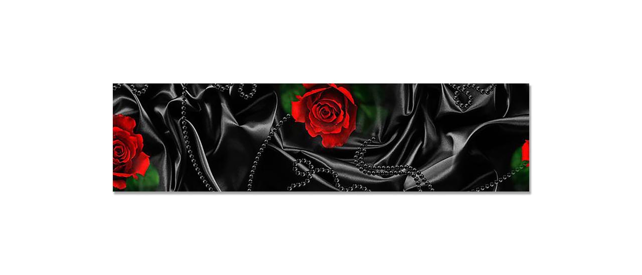 Наклейка виниловая на кухню Zatarga Черный шелк и красные розы 650х2500 мм (1274514273)
