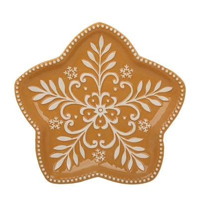Блюдо керамическое Пряниковая снежинка 25 см (33813)