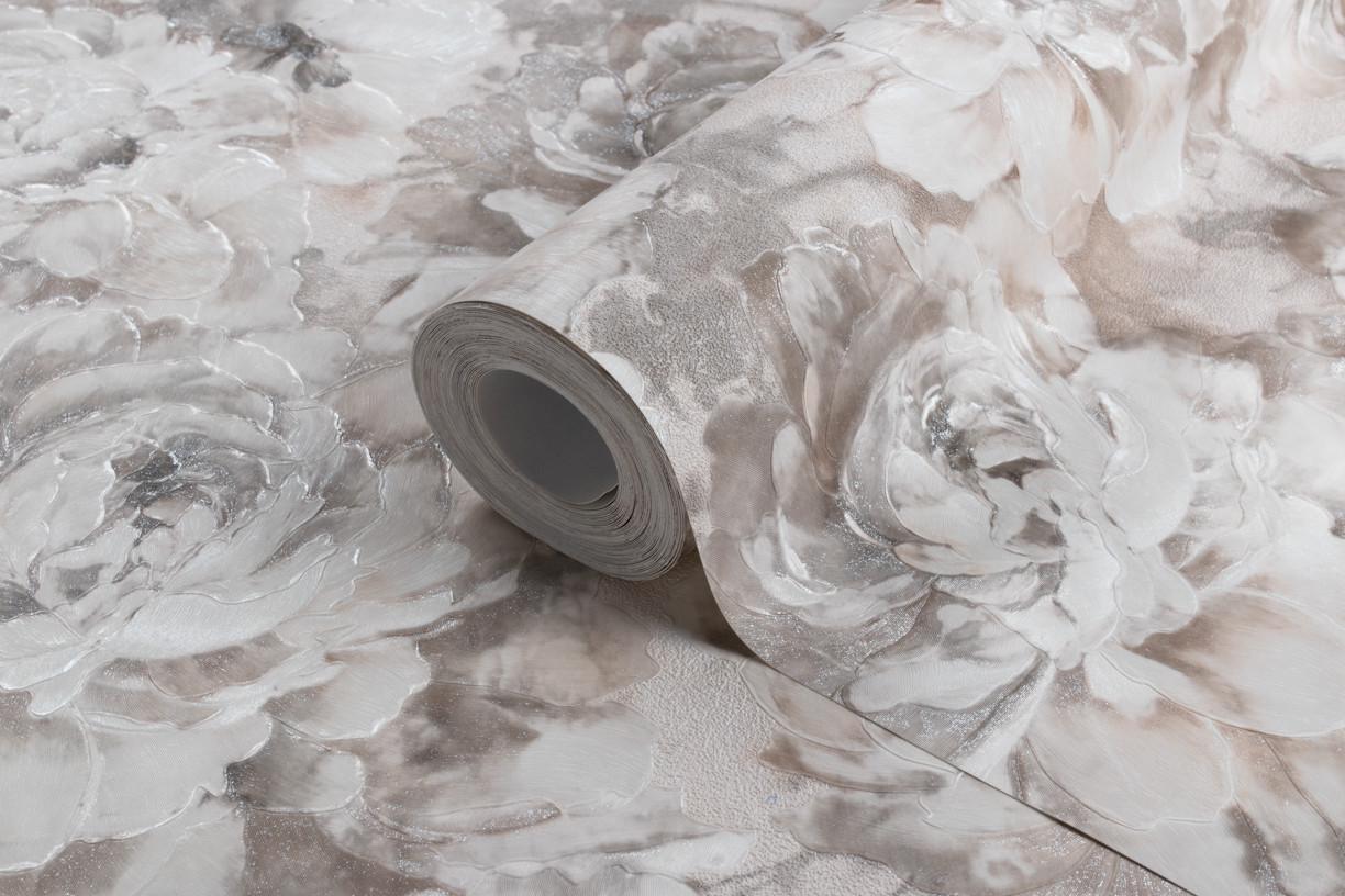 Обои флизелиновые Vinil LS Норвуд VIP 2-1240 Декор винил горячего тиснения 1,06х10,05 м Серо-бежевый