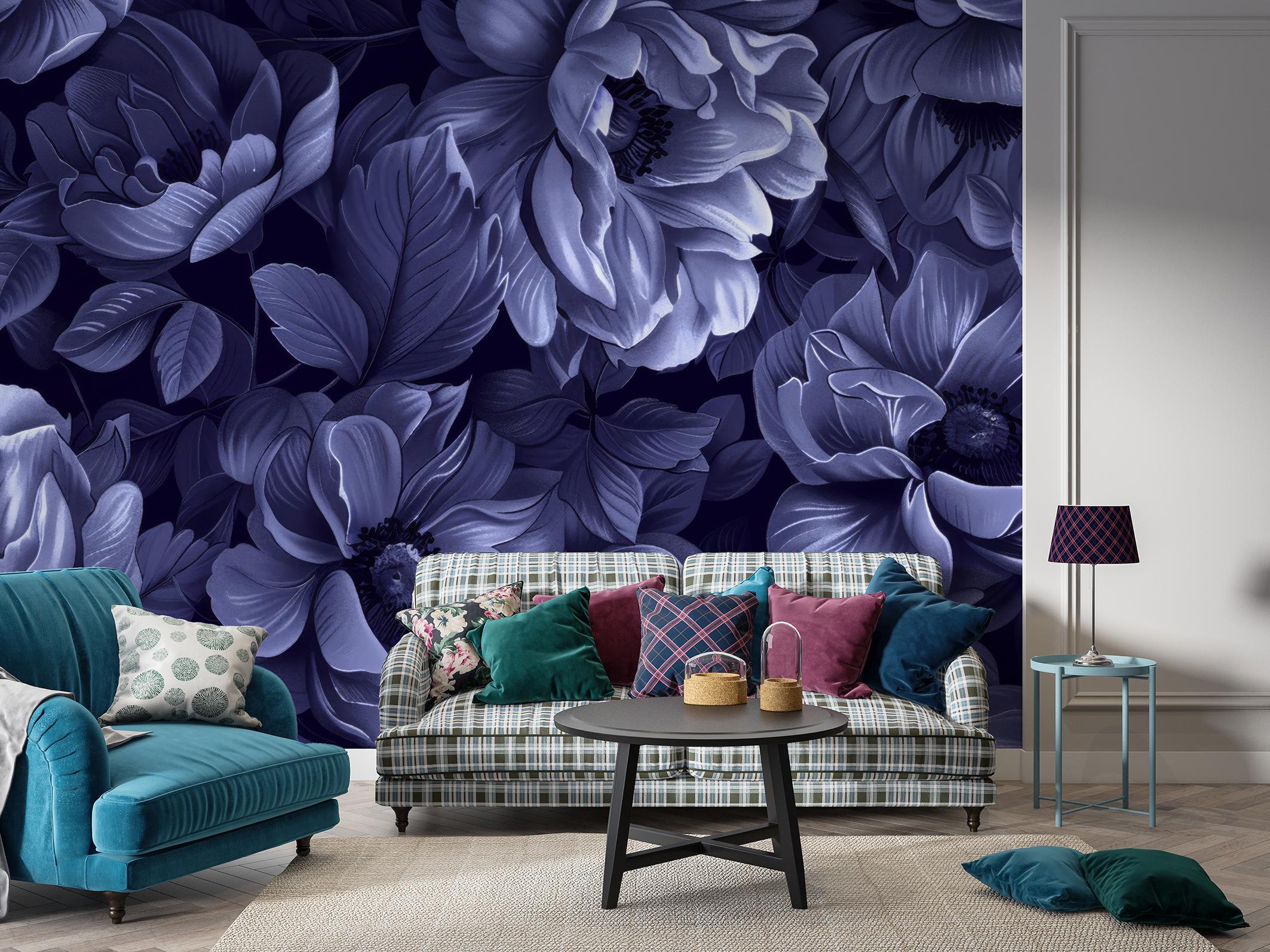 Фотообои флизелиновые Upstream Темно-синие цветы 180х120 см (VINT-012/2) - фото 7