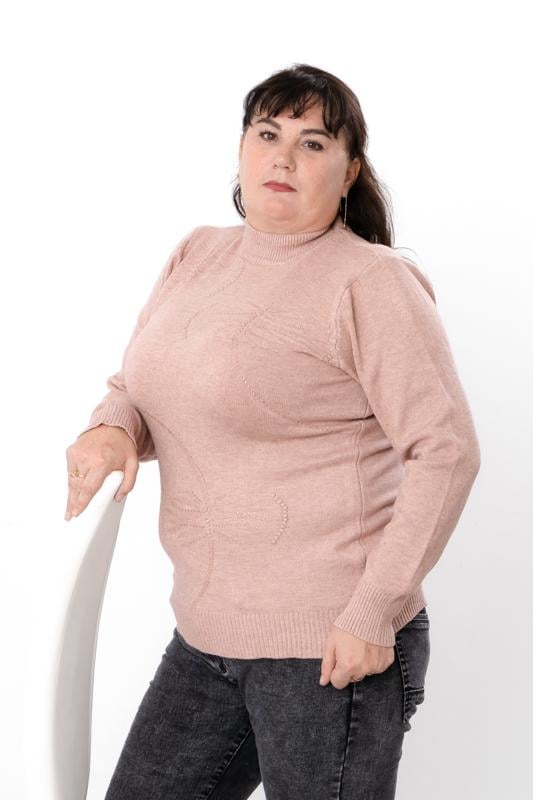 Джемпер утеплений жіночий однотонний з візерунком Носи Своє р. 54/56 Пудровий (18116) - фото 1 Джемпер утеплений жіночий однотонний з візерунком Носи Своє р. 54/56 Пудровий (18116) - фото 1