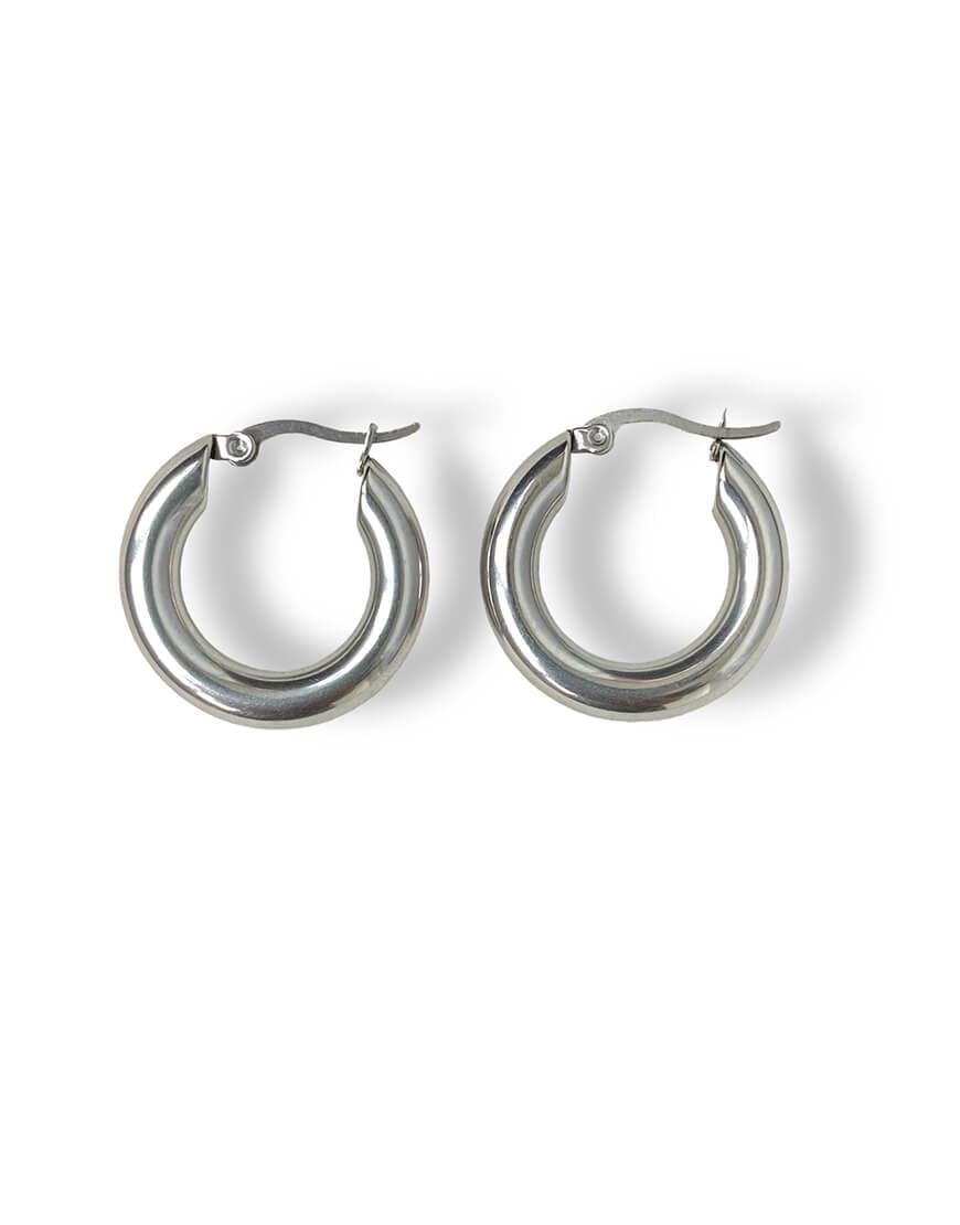 Сережки кільця 25мм в сріблі жіночі NSTONE срібні One size