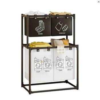 Кошик для білизни 2 ярусний подвійний з нержавіючої сталі (YH6903-2)