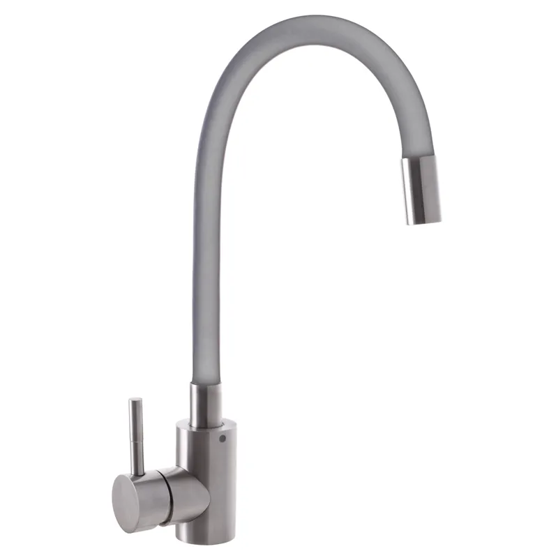 Смеситель для кухни MIXXUS SUS 011 с силиконовым изливом Серый (SS2799)