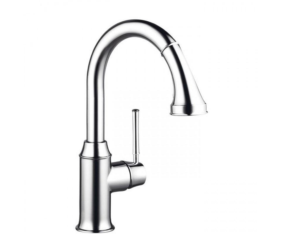 Кухонный смеситель Hansgrohe Talis Classic 14863000 с выдвижным изливом (23978)