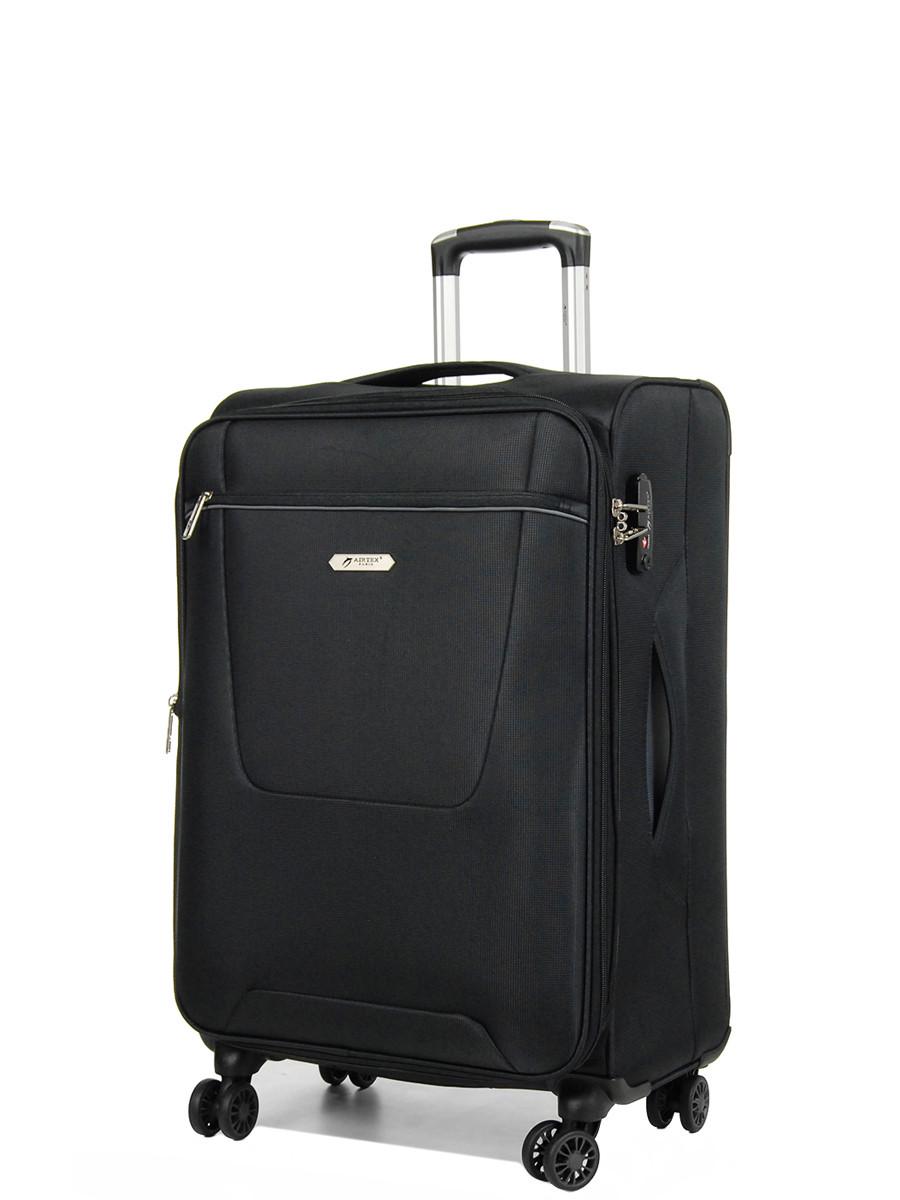 Чемодан Airtex 825 средний тканевый на 4 колесах 67х42х28 см Черный