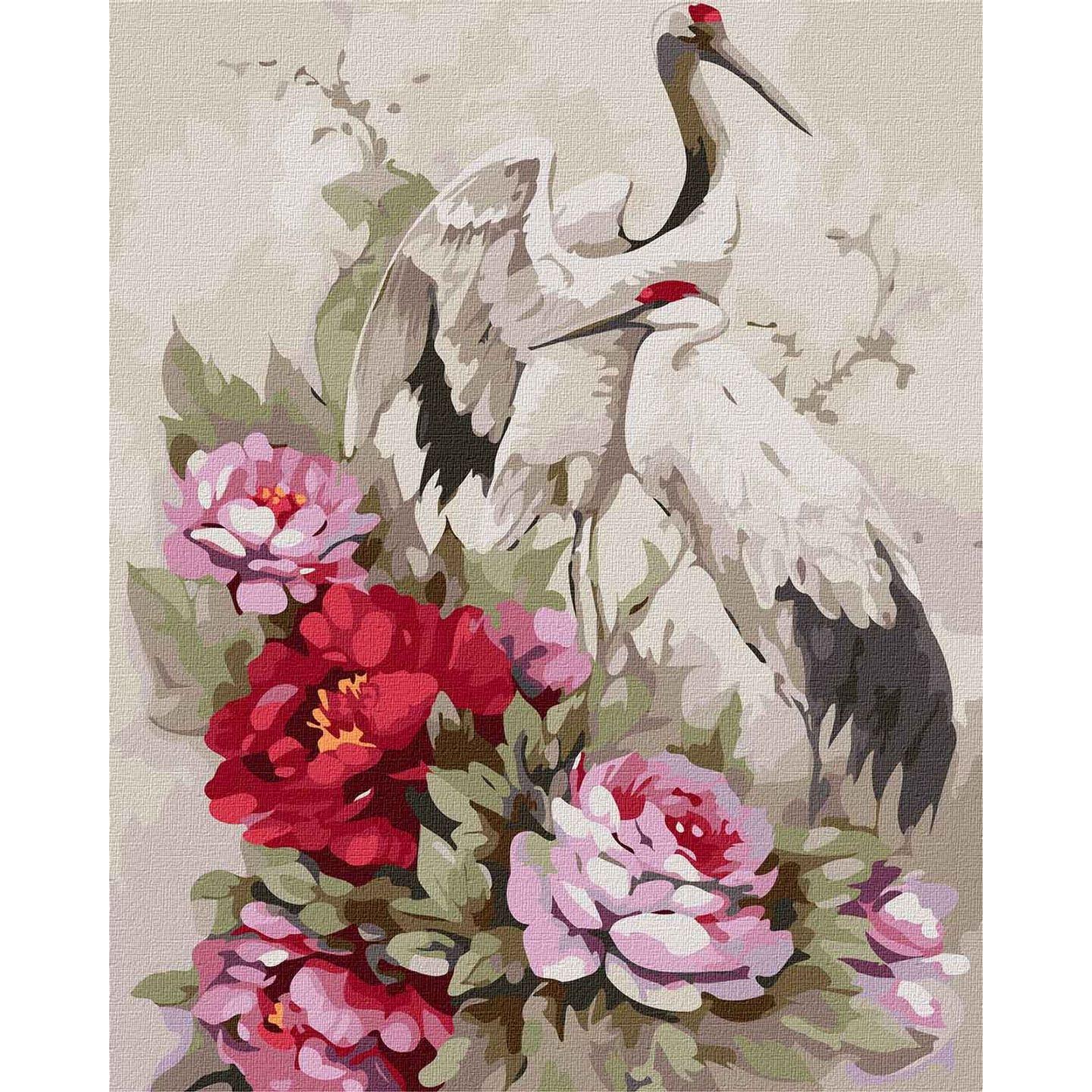 Картина по номерам Идейка Китайские цапли и пионы 40х50 см (KHO4249)