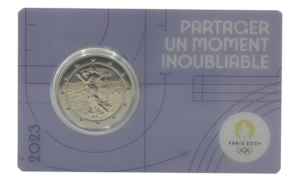 Коллекционная монета Франция 2 евро 2023 Биметалл UNC XXXIII летние Олимпийские игры 2024 в Париже - Бокс (М17280)