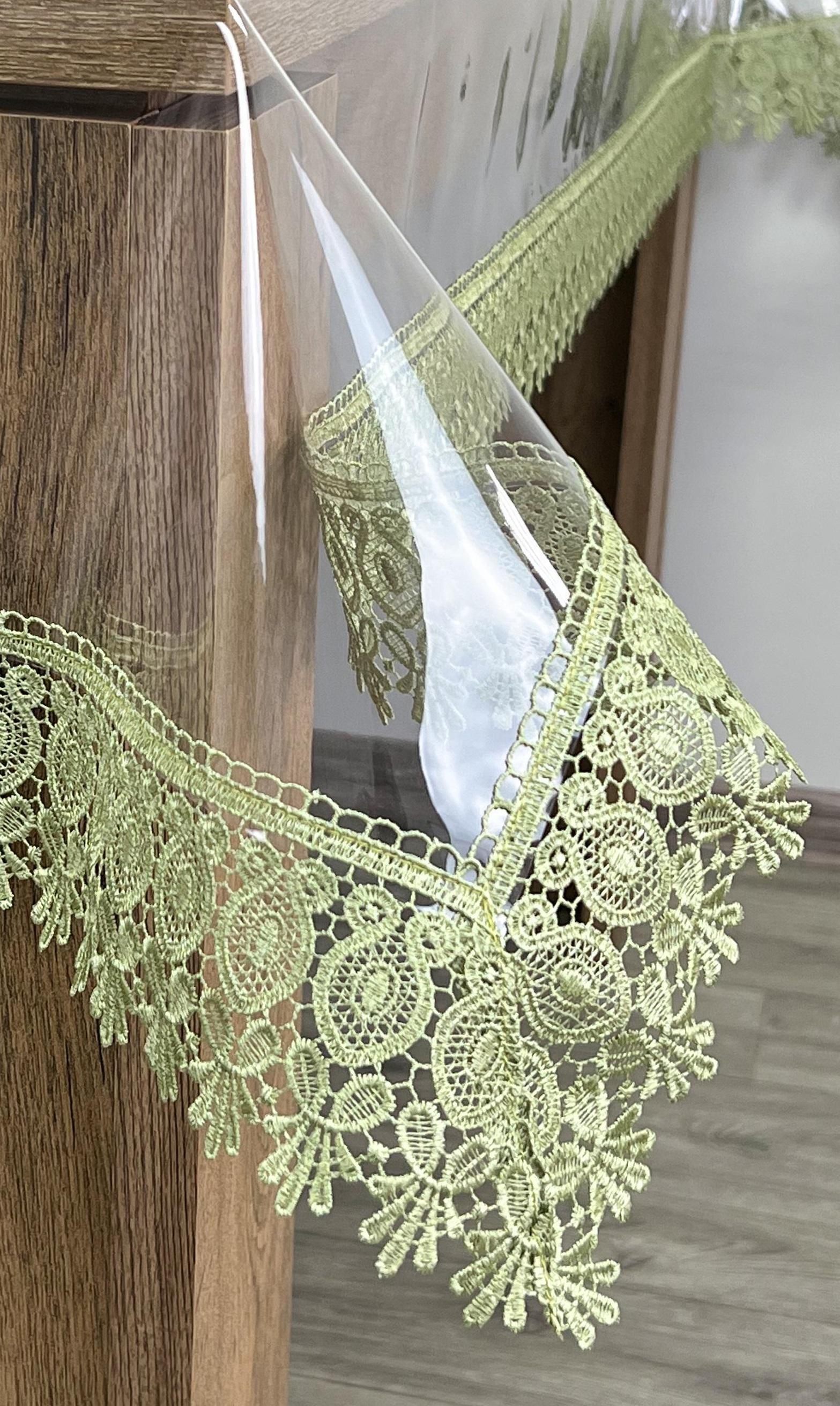 Скатертина силіконова Арфа з мереживом Оливковий 7 см 160x100 см (114-22)