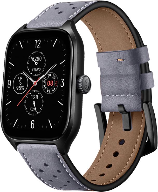 Ремінець шкіряний Classico для Amazfit GTS 4/Mini Grey (29513-33) - фото 1