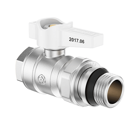 Кран-флажок с американкой прямой Miraya 1/2" Белый (TU-14943)