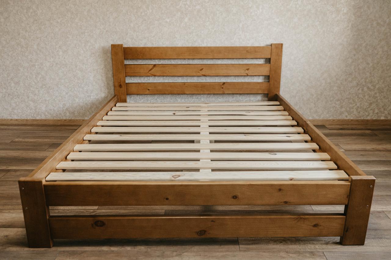 Ліжко двоспальне з масиву сосни 180x200 см Горіх (1869052842) - фото 6