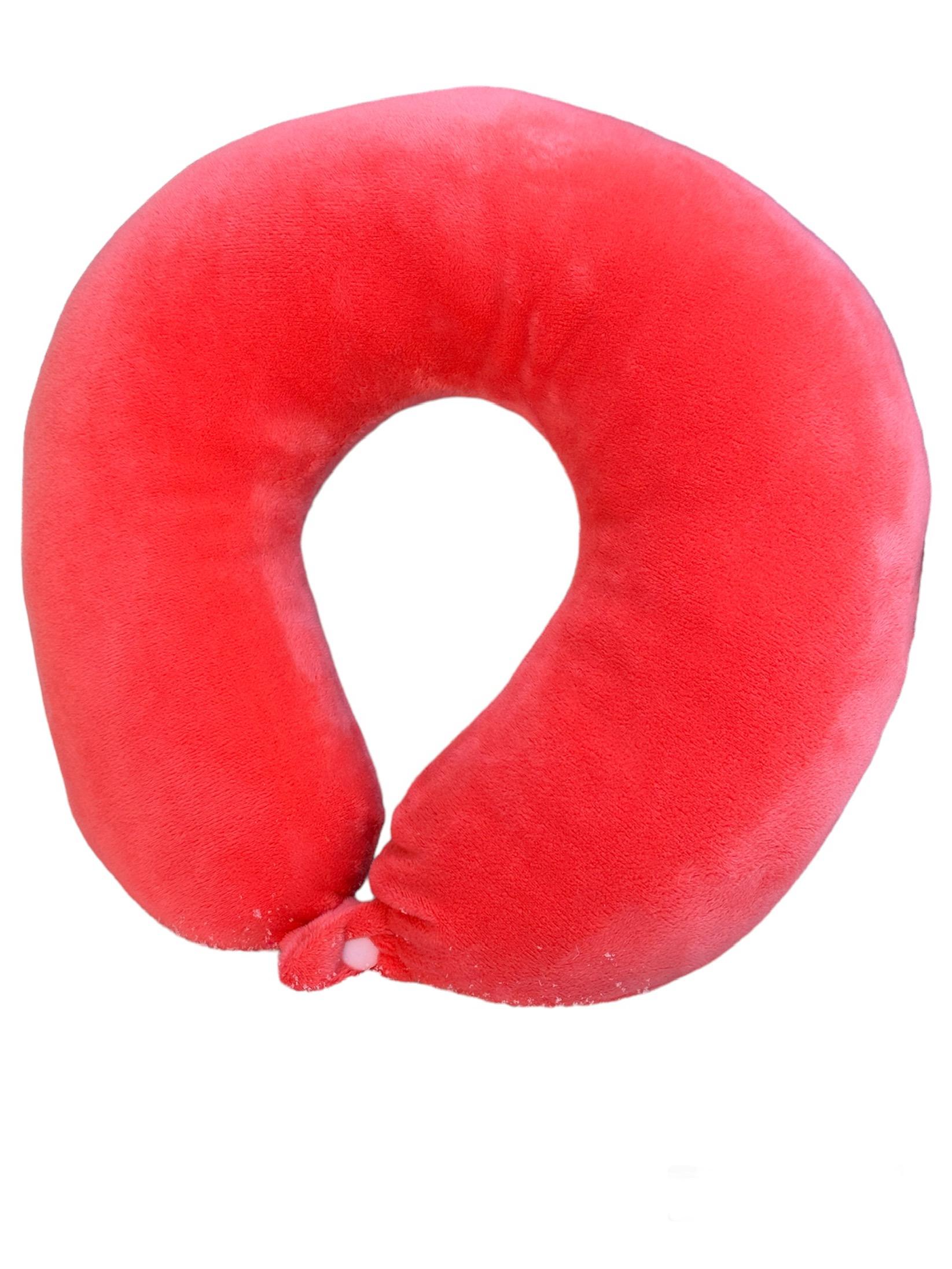 Подушка под шею для путешествий 28х27х9 см Кораловый (1654)