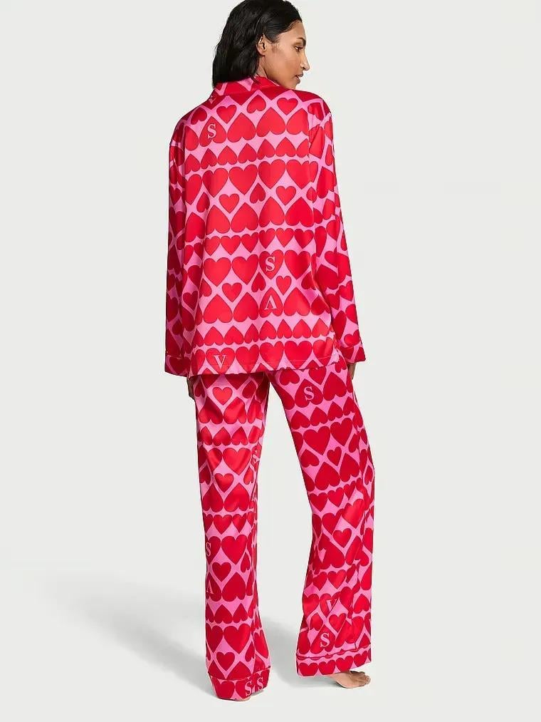 Піжама сатинова сорочка/штани Victoria's Secret Glazed Satin Long Pajama Set Regular S Червоний (26989714) - фото 2 Піжама сатинова сорочка/штани Victoria's Secret Glazed Satin Long Pajama Set Regular S Червоний (26989714) - фото 2
