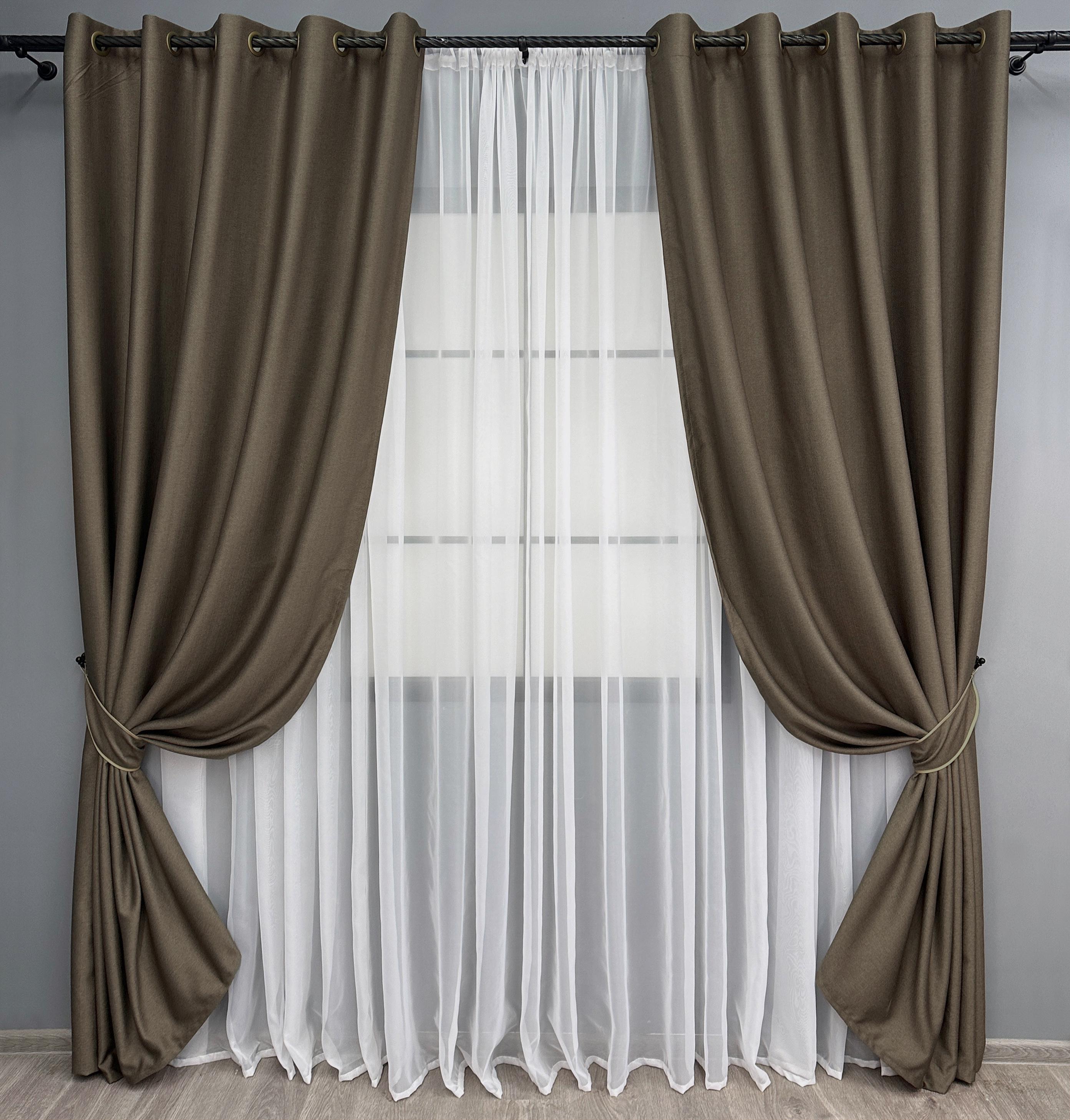 Комплект штор на люверсах VR-Textil Шенилл однотонный № 1591ш 150х250 см 2 шт. Кофейный (37-0249) - фото 1 Комплект штор на люверсах VR-Textil Шенилл однотонный № 1591ш 150х250 см 2 шт. Кофейный (37-0249) - фото 1