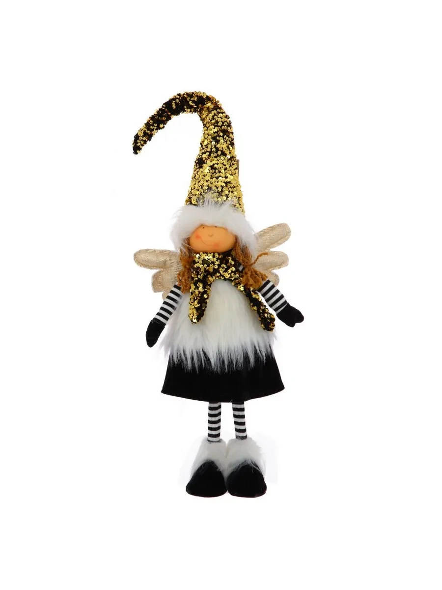 Фигурка новогодняя мягкая BonaDi Ангел девочка с пайетками 75 см Черный (2770788987)