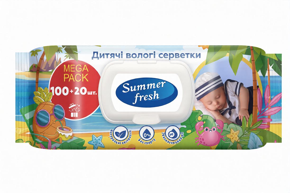 Влажные салфетки для детей Summer Fresh детские 120 шт. (000005125)