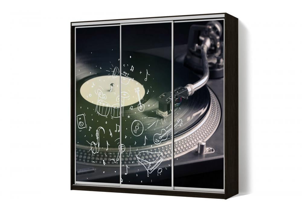 Шкаф-купе Luхe 3 двери ФМП/ФМП/ФМП рисунок Mu055 CLS-I 2400х2400х600 мм Венге магия (38754)