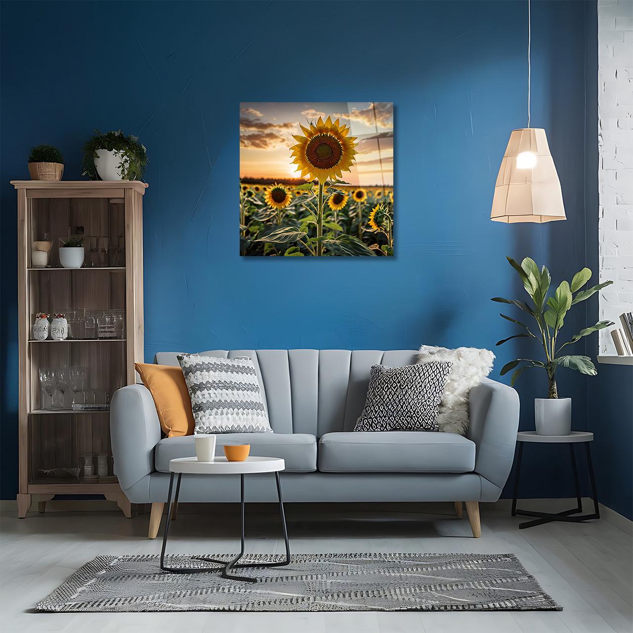 Картина на стекле NovellaPrint Подсолнухи на закате 70х70 см (495.2) - фото 5