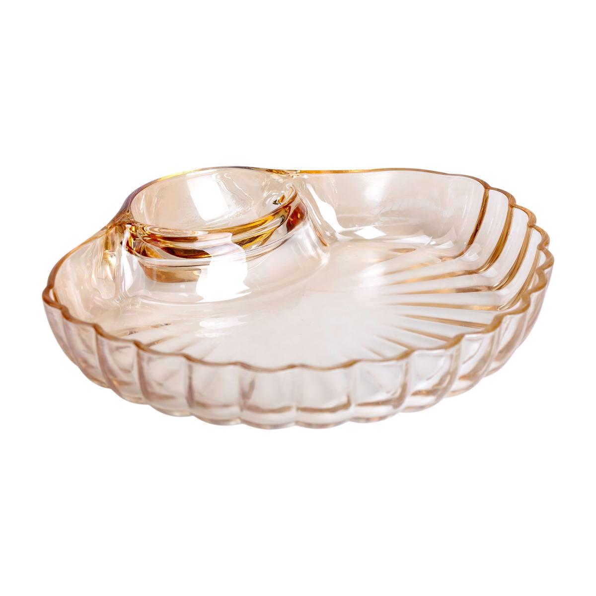 Блюдо для закусок YIWU HP-YH-1 фигурное с соусником 21х19х3 см Золотистый (25029599) - фото 4