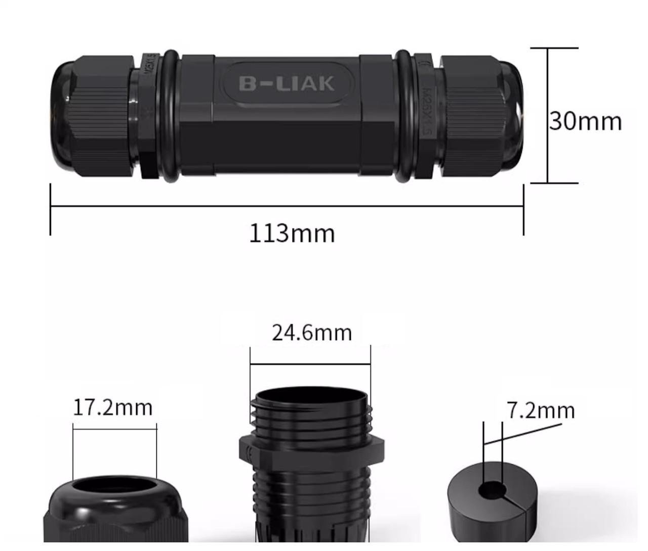 Разъем сетевой водо-пыленепроницаемый RJ45 экранированный CAT.6А 10Gbps IP68 (BL-WZO6F) - фото 2 Разъем сетевой водо-пыленепроницаемый RJ45 экранированный CAT.6А 10Gbps IP68 (BL-WZO6F) - фото 2