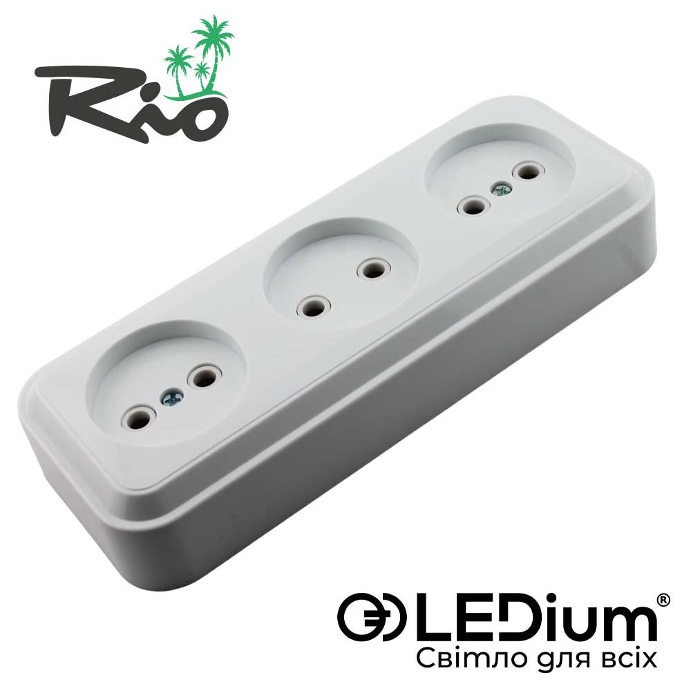 Розетка тримісна LEDium RIO RR07 накладна (17507) - фото 3 Розетка тримісна LEDium RIO RR07 накладна (17507) - фото 3