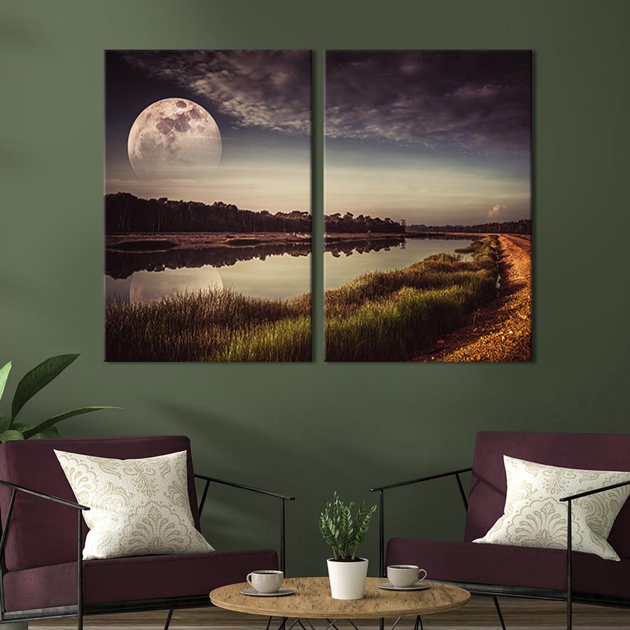 Модульная картина на холсте Диптих Вид с берега реки 111x81 см (623-2)