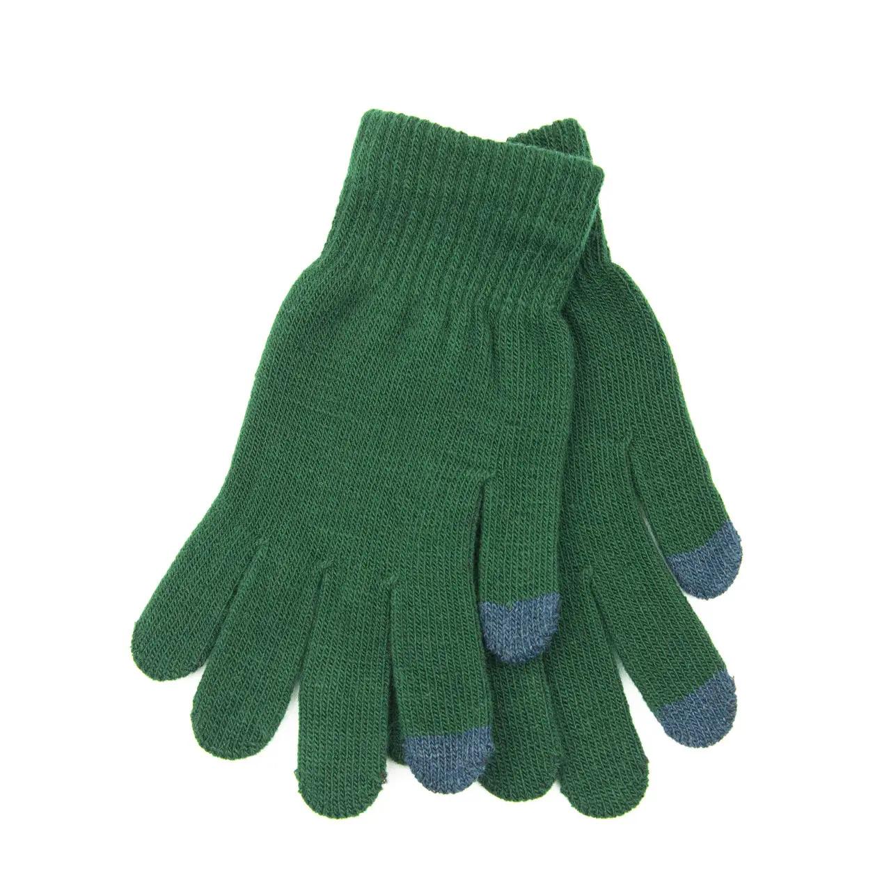 Подростковые перчатки зимние с сенсорными пальцами 12-14 лет Зеленый (23-3-14)