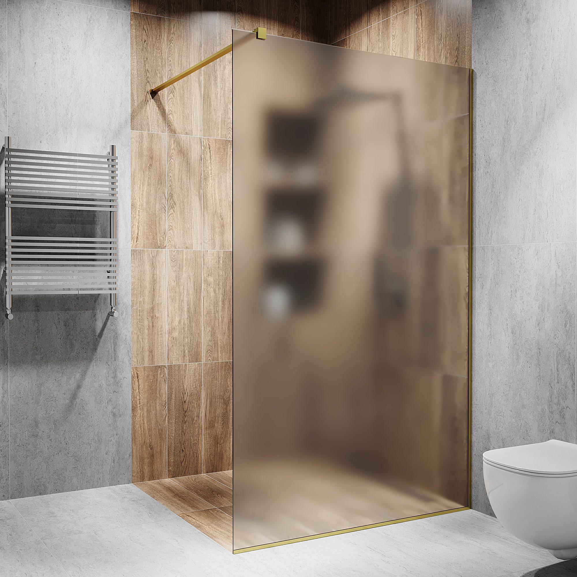 Перегородка скляна душова 2000х1200 мм скло прозоре з фурнітурою золотою полірованою