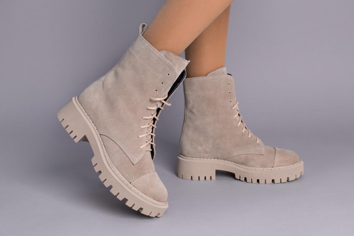 Черевики жіночі замшеві зимові р. 40 Бежевий (7005з/40)