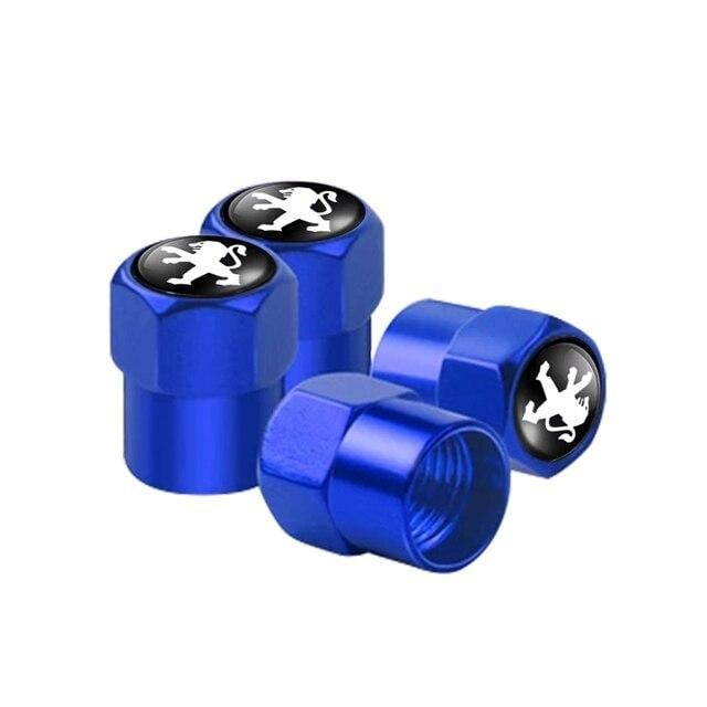 Набор колпачков на ниппель SUNROZ Caps для автомобиля Peugeot Short 4 шт. Blue (A67438)