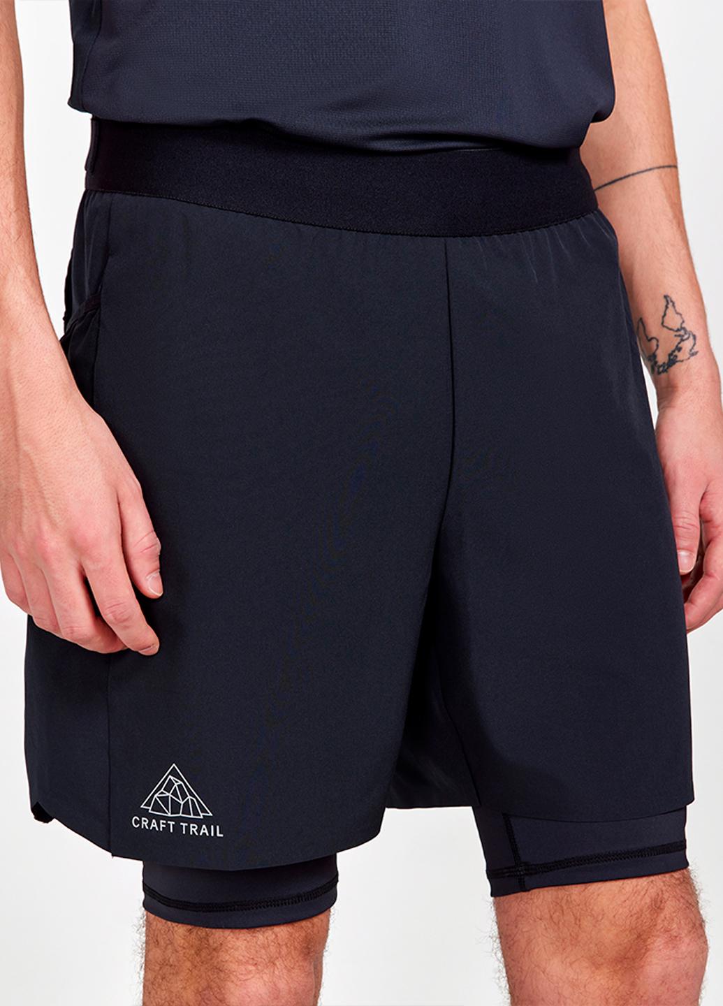 Шорты мужские для бега Craft Pro Trail Shorts 1912447-999000 2в1 L Black (18400375) - фото 3