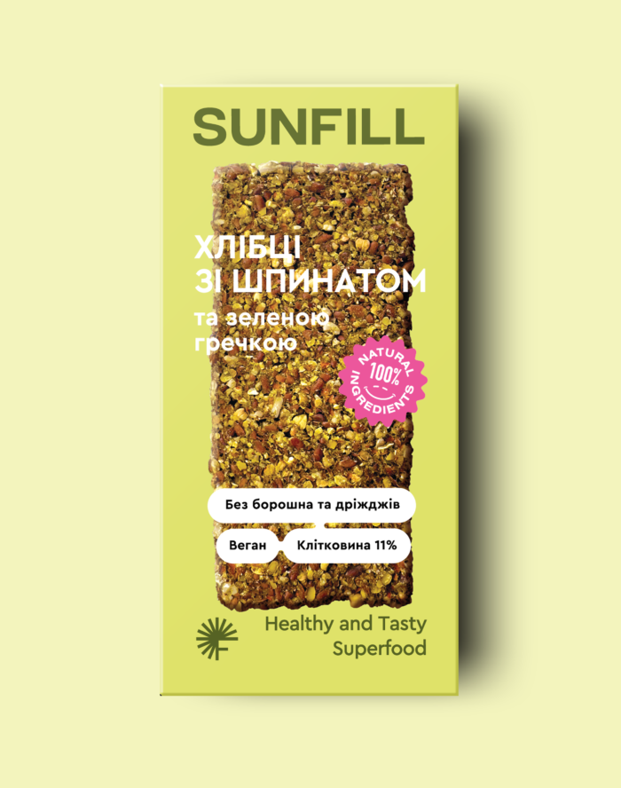 Хлібці зі шпинатом із зеленою гречкою Sunfill без глютену 91 г (26553822)